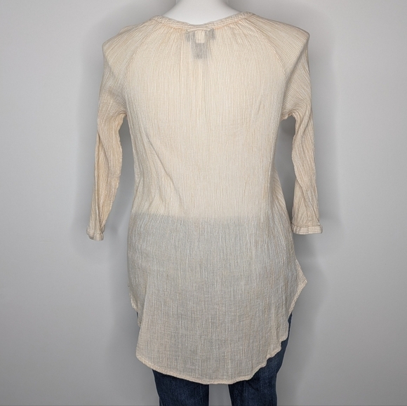✨3/$15 Lane Bryant cream white striped sheer lightweight 3/4 sleeve top 18/20 - Picture 6 of 8